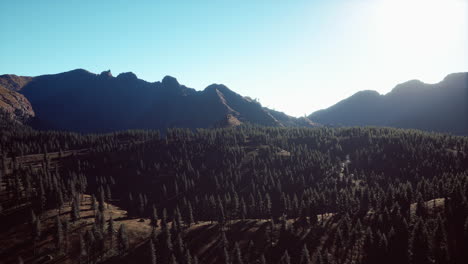 aerial view of majestic mountains and lush forest