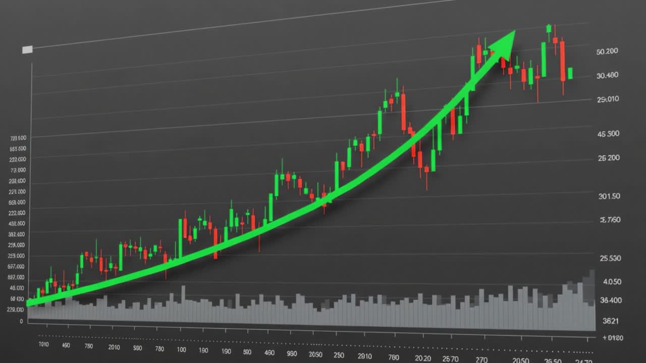 Analisi delle tendenze di mercato: una panoramica dettagliata della performance azionaria attraverso movimenti dinamici dei prezzi nei grafici finanziari che rappresentano modelli di crescita