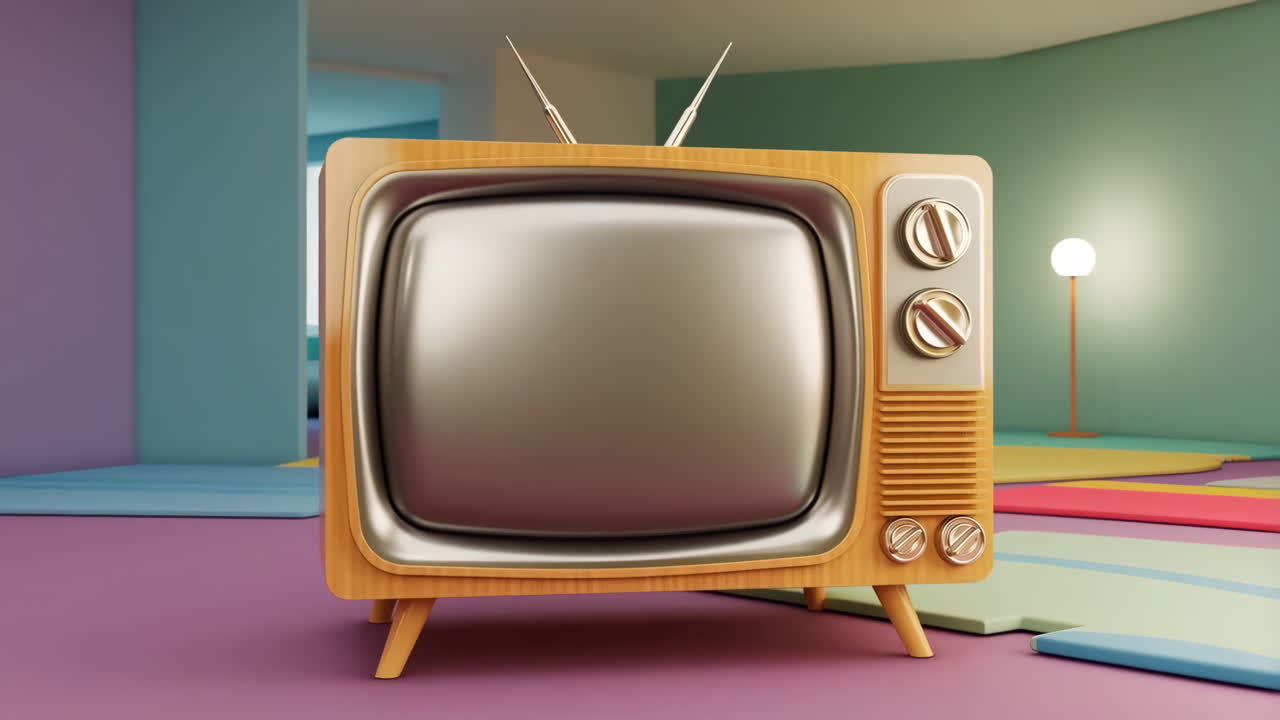 Retro Television Set in a Vibrant, Pop-Art Inspired Room