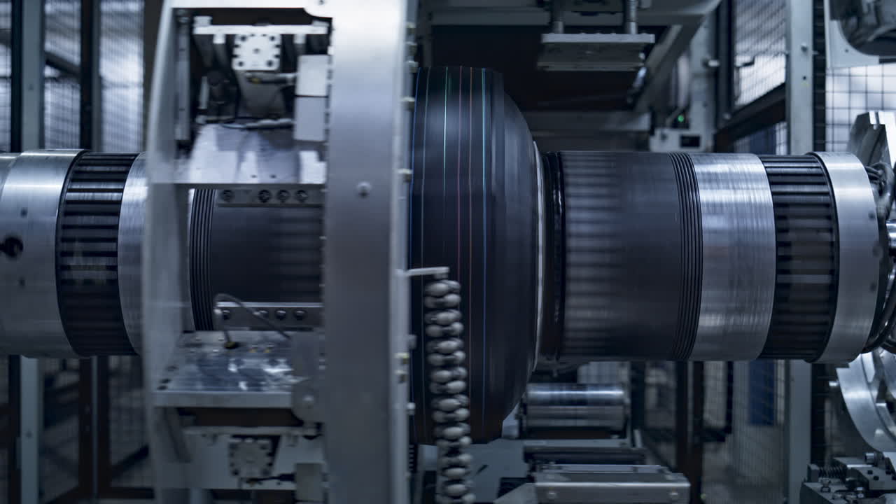 proceso de trabajo de la máquina tecnológica de estampado de neumáticos de hilado de cinta de goma