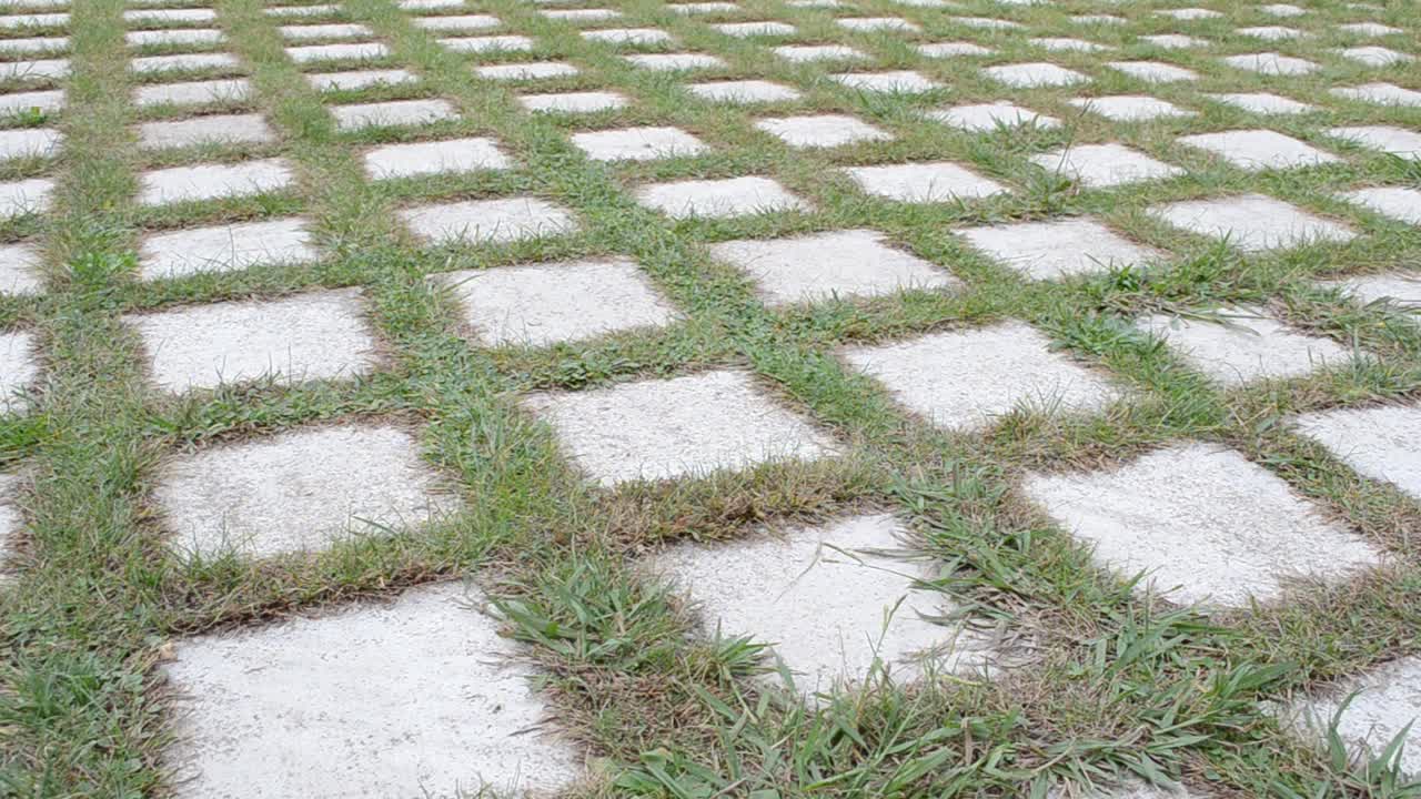 Walkway's grass brick in the garden