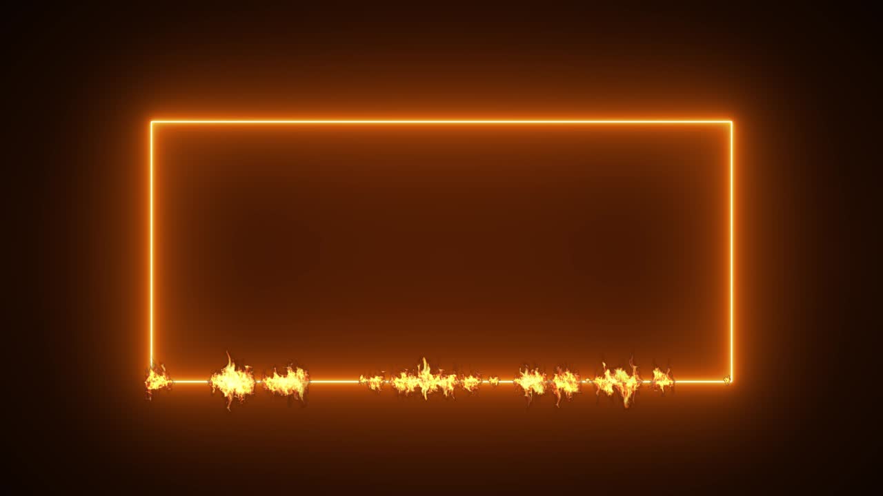 Abstract fair flame burn frame rectangle orange light border banner background animation