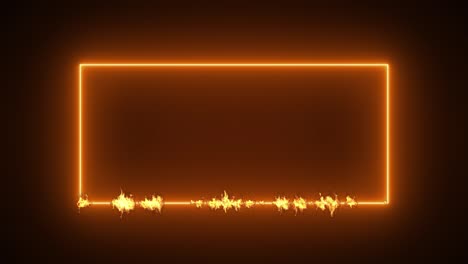 abstracto marco de quema de llama justa rectángulo borde de luz naranja cartel de fondo de animación