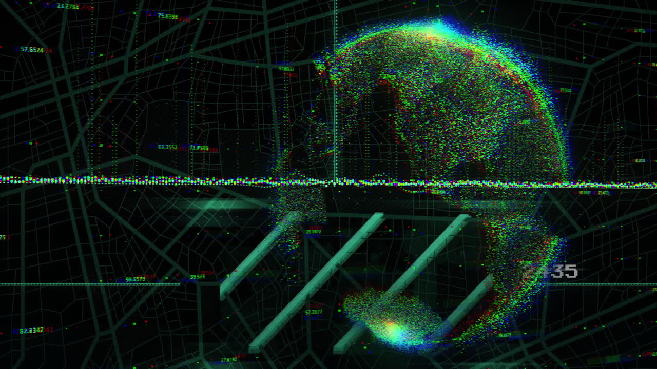 animación del procesamiento de datos y las estadísticas en todo el mundo