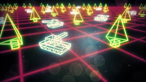 juego retro de los años 80 tanques vhs cinta de video guerra batalla vectorial arcade tron wireframe 4k