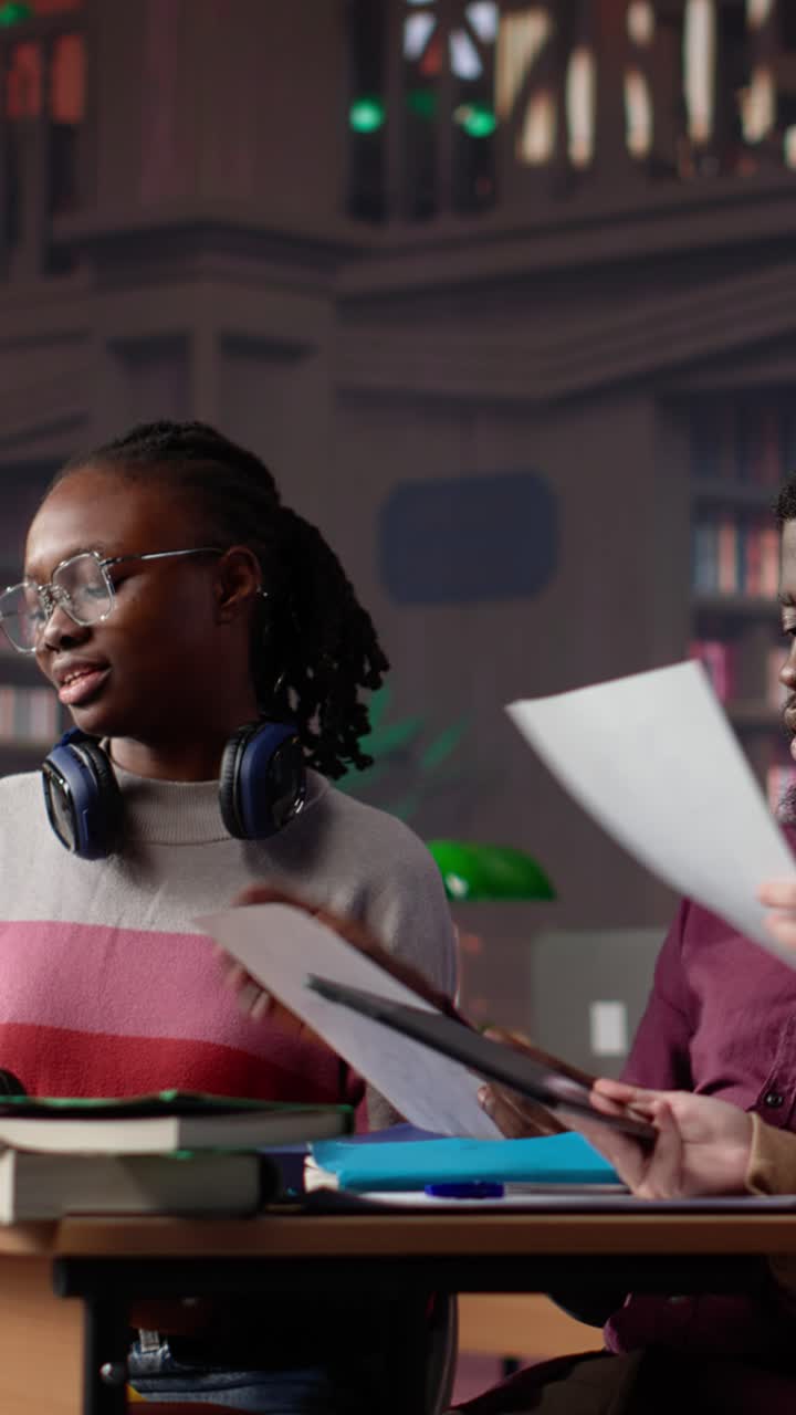 Vertical video university students learning accounting principles and financial analysis