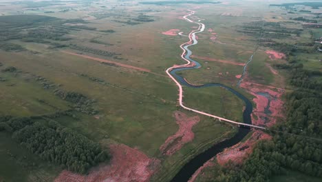 A-long,-wild-river,-aerial-view