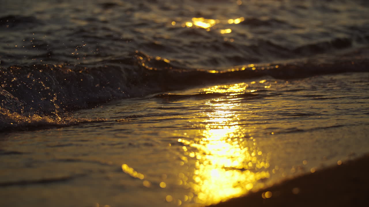 Golden Sunset Waves on the Beach