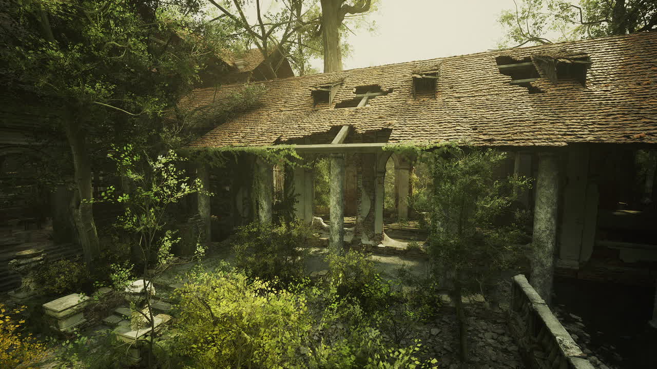 Exploring the ruins of an abandoned european mansion surrounded by nature