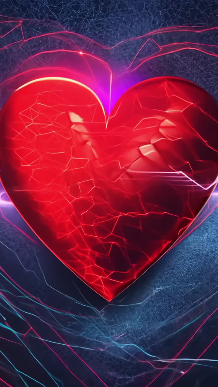 A heart with a line through it and a red line through it. The heart is surrounded by a blue background