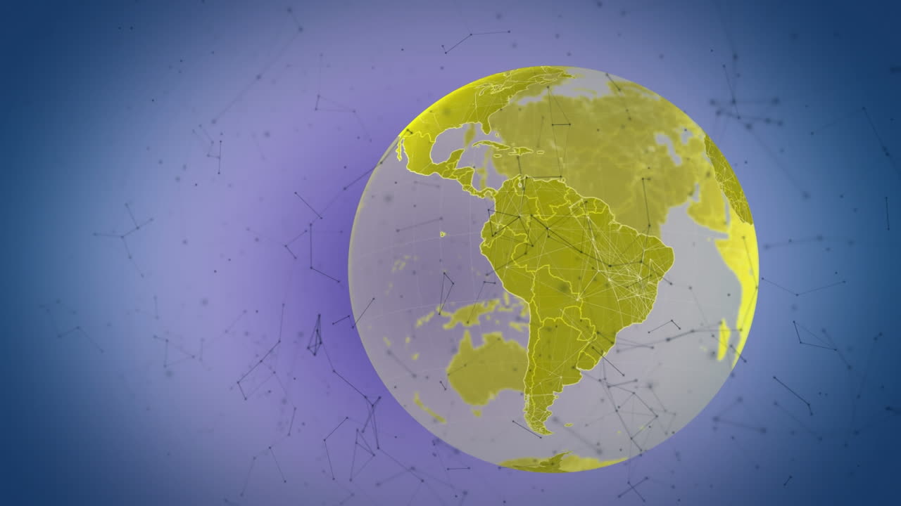 animación de redes de conexiones en todo el mundo girando en el fondo