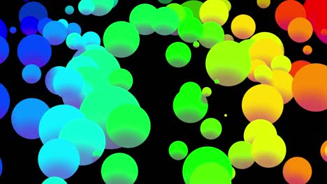 4k looped abstract background with beautiful multi-colored balls like paint bubbles or dye droplets in water in flat style. 3d with luma matte as alpha channel. 3