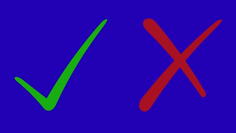 animación en bucle de una marca de comprobación y una cruz