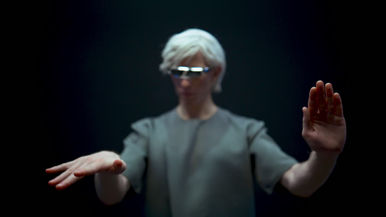 가상 현실 헤드: 미래의 사이버 공간을 탐험하는 사람