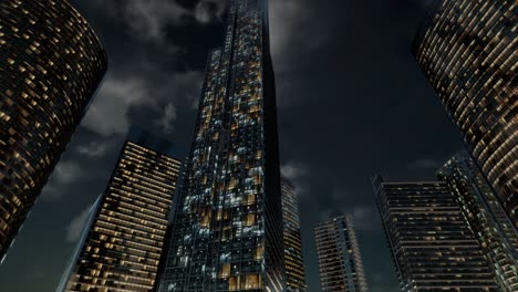 Glass-Skyscrpaer-Office-Buildings-with-dark-sky