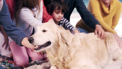 Three-generations-family-with-dog