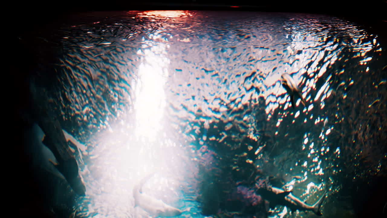 Blurred view o multiple fish swimming in the water