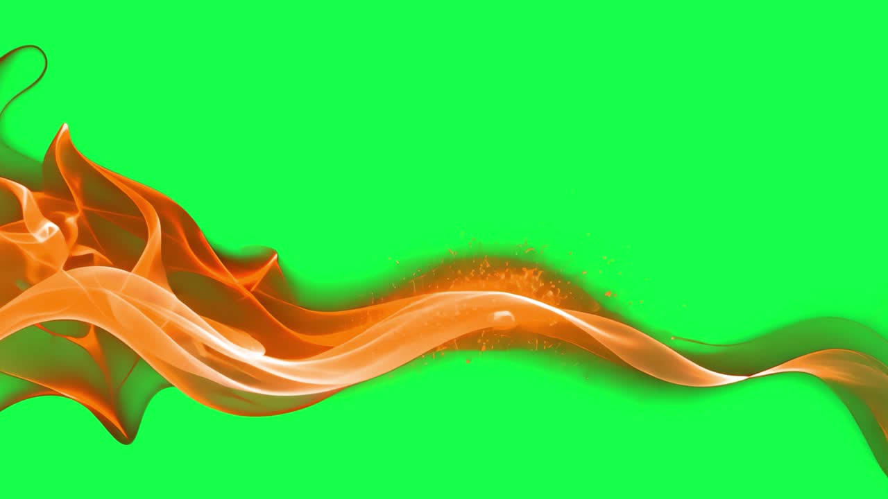 Orange abstract wave border animation, transparent 4K video, green screen