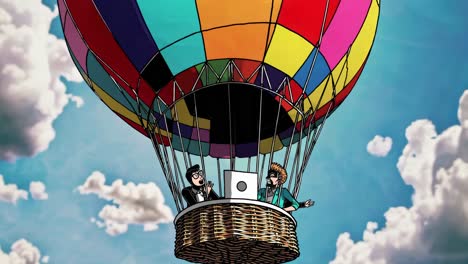 business colleagues collaborating in a hot air balloon