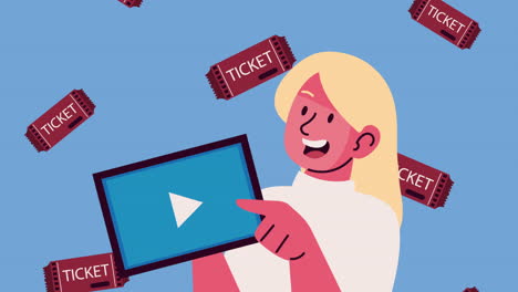 mujer viendo películas en línea