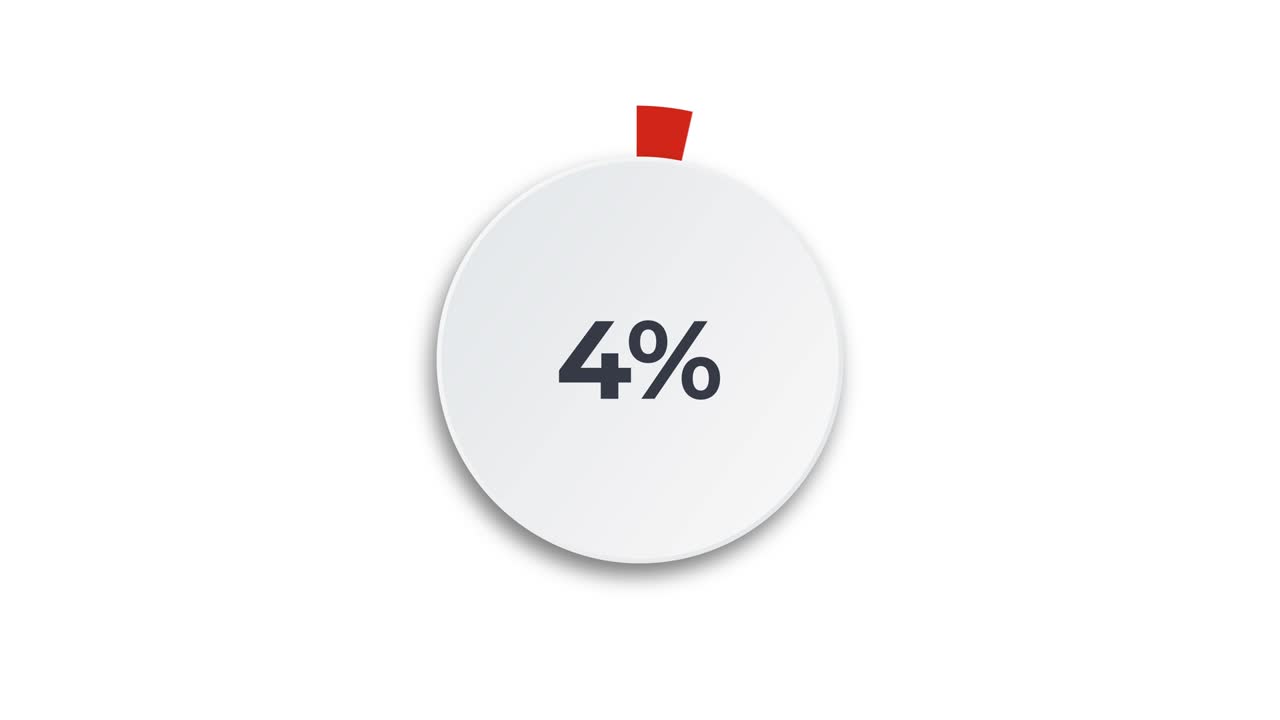 infografías animación de gráficos circulares contando de 0 a 25 por ciento. carga animación de círculo rojo. 4k