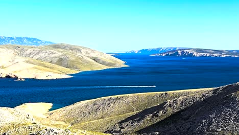 stunning summer aerial view from bag mountain peak in baska, krk island, croatia scenic panorama of adriatic sea, coastal islands, clear blue sky and mediterranean landscape