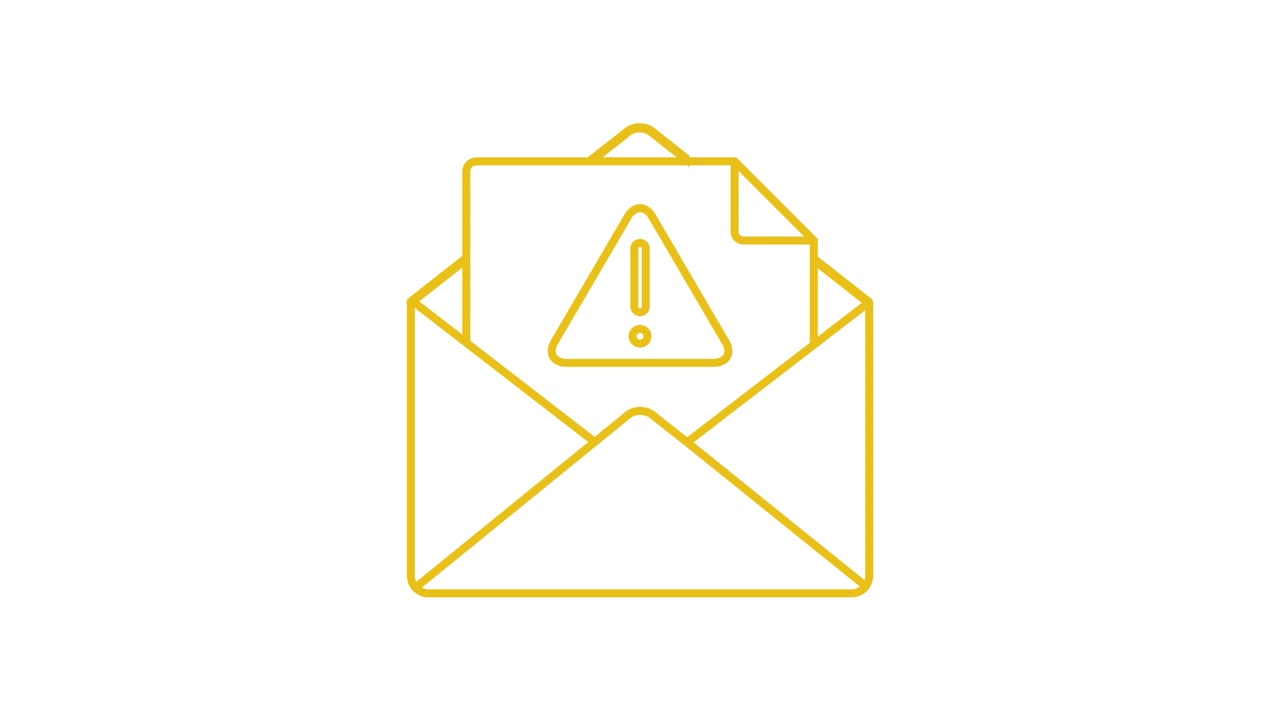 Animated Mail Envelope with Warning Alert Icon