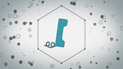animación del icono del teléfono sobre hexágonos sobre fondo blanco