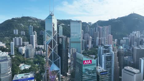 aerial view of hong kong business district in a summer day
