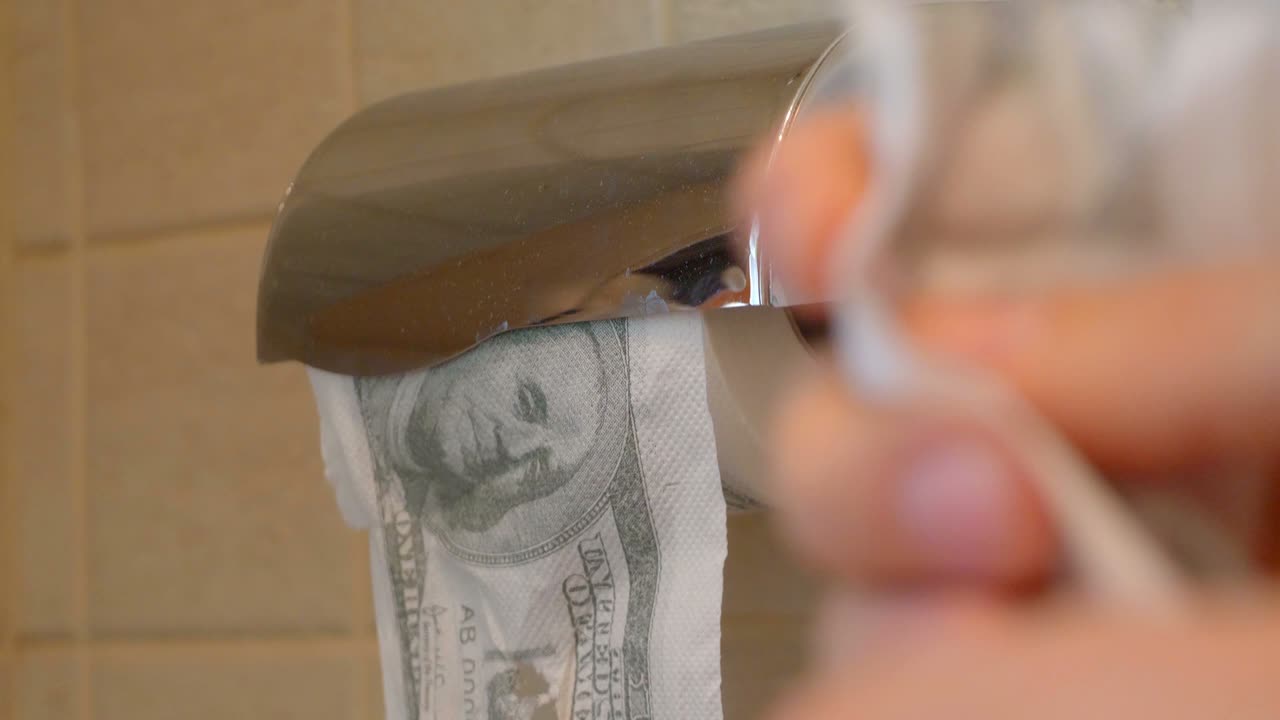 달러 화장실 종이 4k 느린 모션 60fps