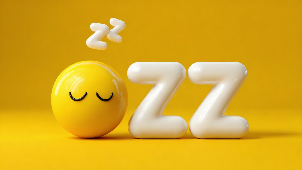 An adorable yellow smiley face nestled beside the letters 'ZZ', creating a charming visual representation of sleep and relaxation against a vibrant yellow background