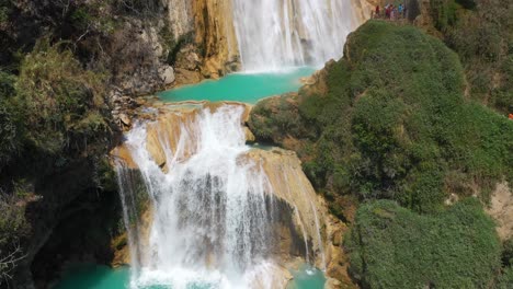 beautiful el chiflon waterfall, tiered cascade falls in mexico