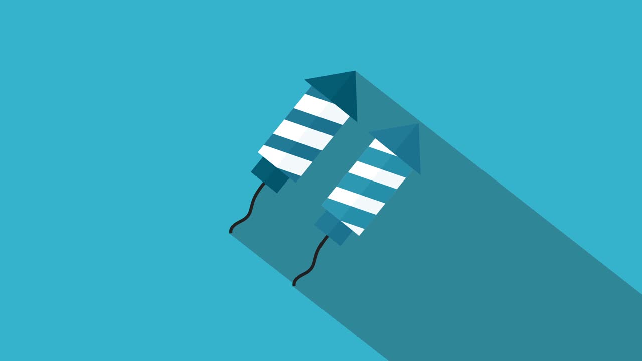 불꽃놀이 로켓 평평한 디자인 애니메이션 아이콘