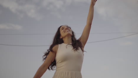 Spanish-woman's-inner-child-playing-with-soap-bubbles-in-slow-motion