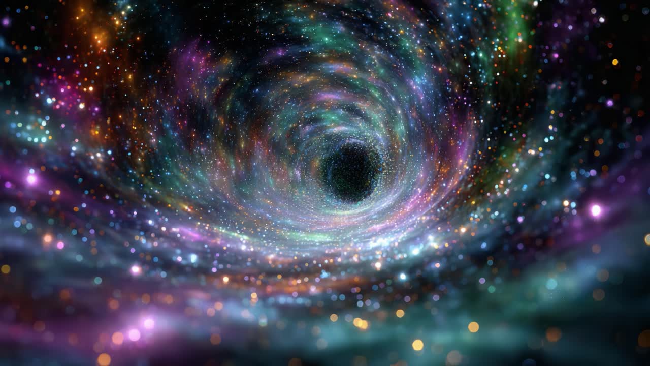 A Stunning Journey Through the Cosmic Abyss: Explore the Vibrant Colors and Twinkling Stars of a Majestic Black Hole in the Depths of Outer Space