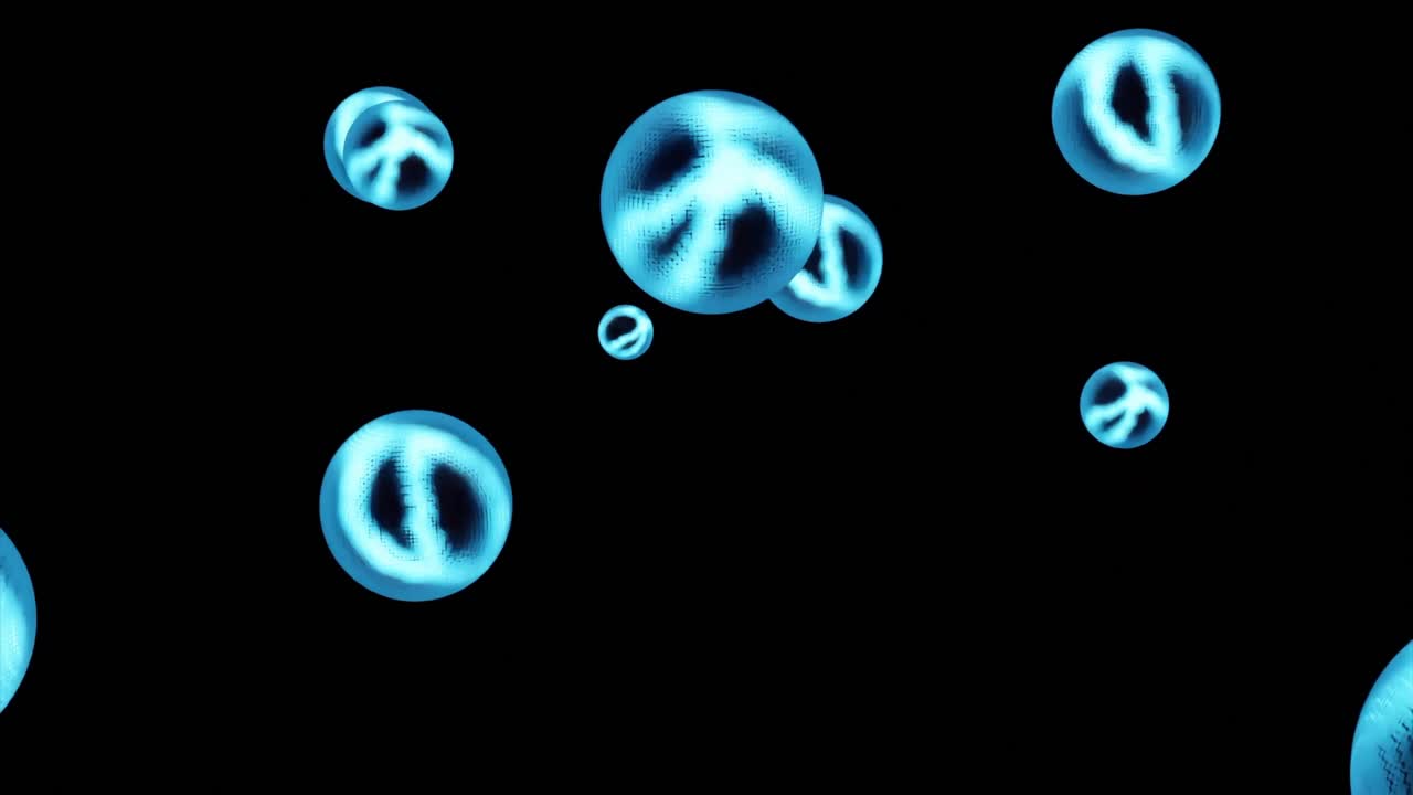 Blue Bubbles Floating on a Dark Background
