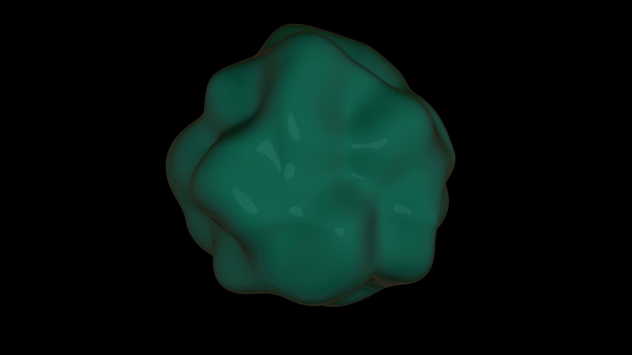 animación 3d de ondas de esfera. plasma o movimiento celular con canal alfa.