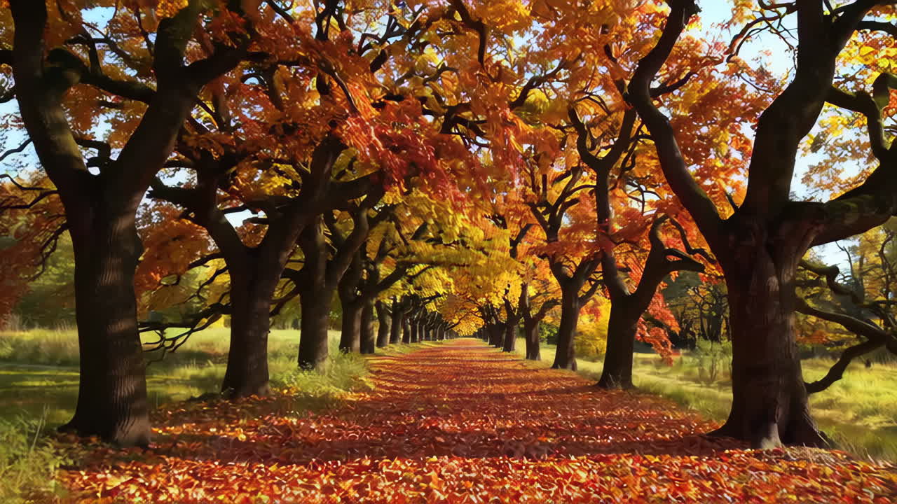 Autumnal Path Through Colorful Trees