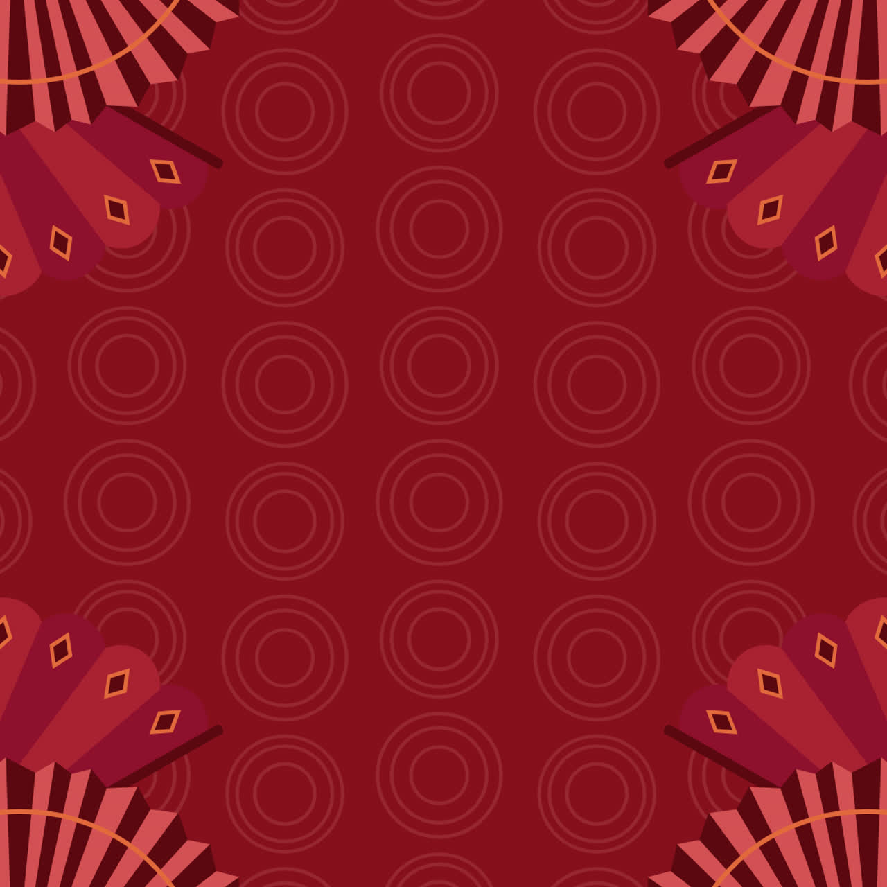 Red Background with Fans and Circles