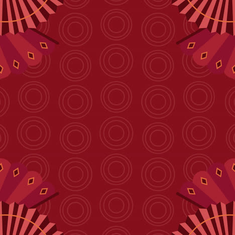 Red Background with Fans and Circles