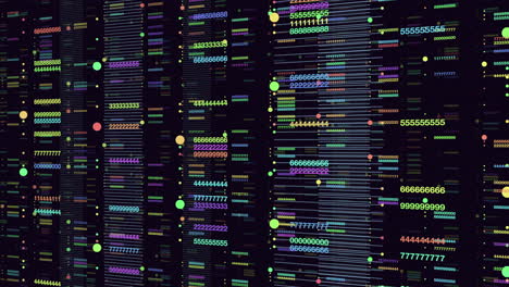 bewegende kleurrijke getallen en lijnen in matrix