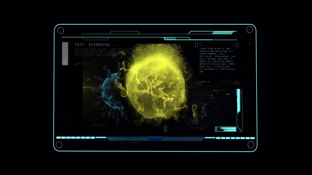 animación del procesamiento de datos sobre las células del virus