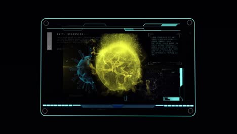 animación del procesamiento de datos sobre las células del virus