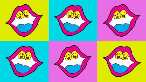 kids drawing pop art seamless background with theme of lips