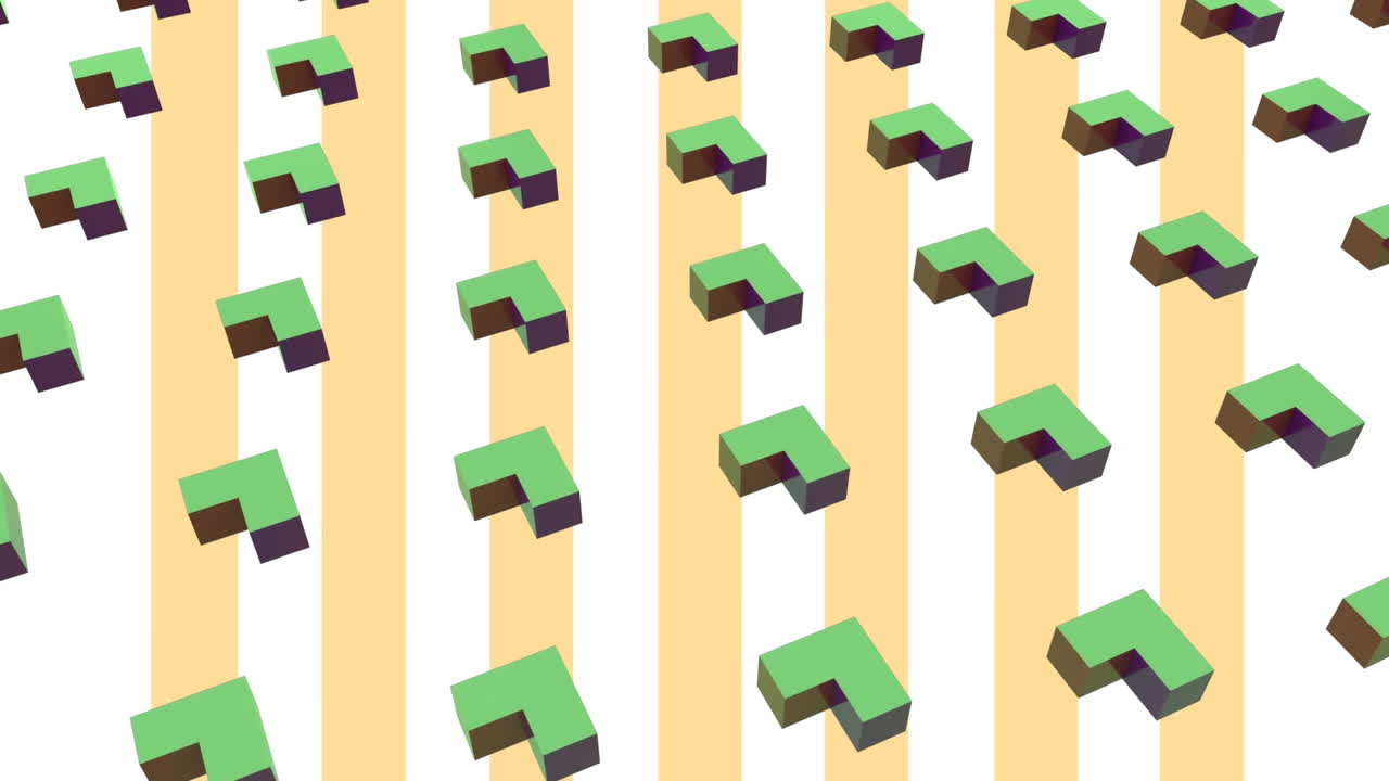 animación de formas verdes en fondo amarillo