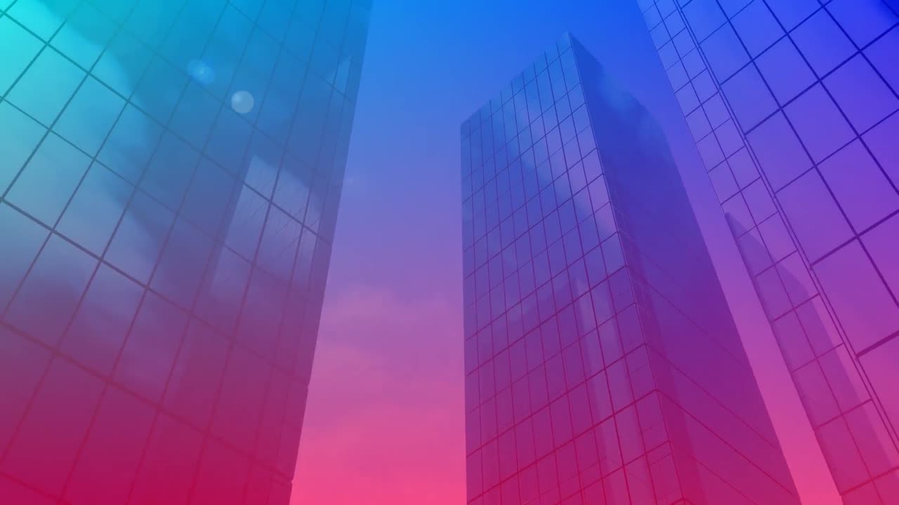 edificios con gradiente azul y violeta