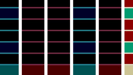 two 2d color bars that move, anchor point from top left to bottom right to bottom on a background, composed of different stripes of color.