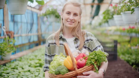 Female-Farmer-With-Harvested-Vegetables-In-Basket