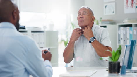 un médico examinando a un paciente con dolor de garganta.