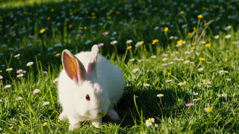 conejo blanco en un prado